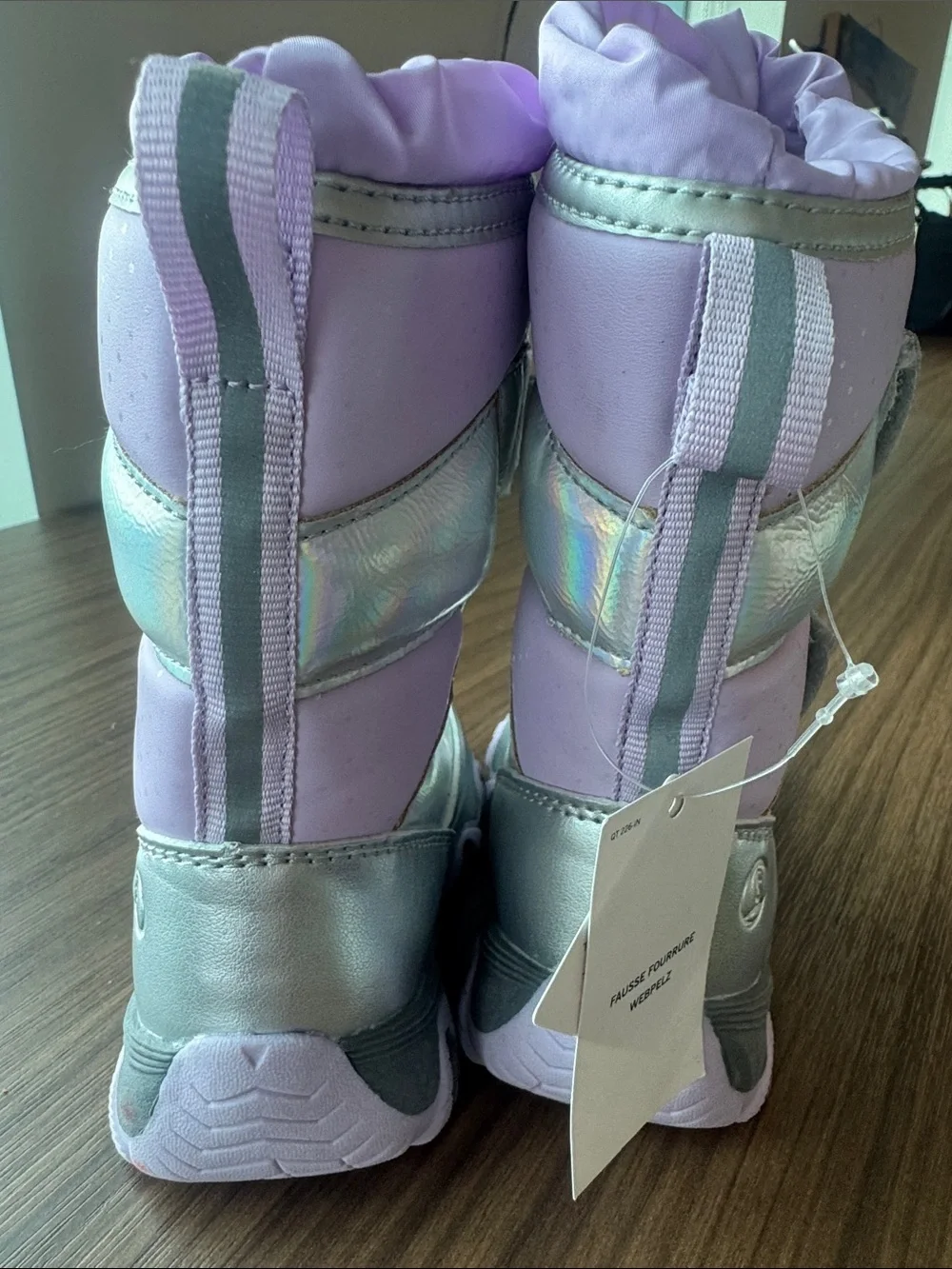 Lands' End Girls Iridescent Silver and Light Purple Winter Boots